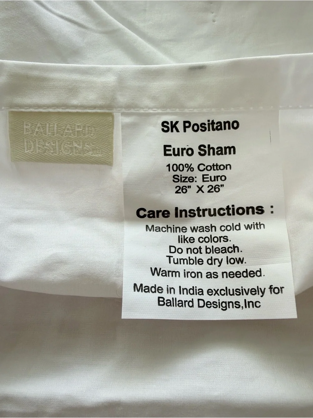 Ballard Designs 2  Positano 26 X 26 EURO SHAM pillows cases NWOT Cotton